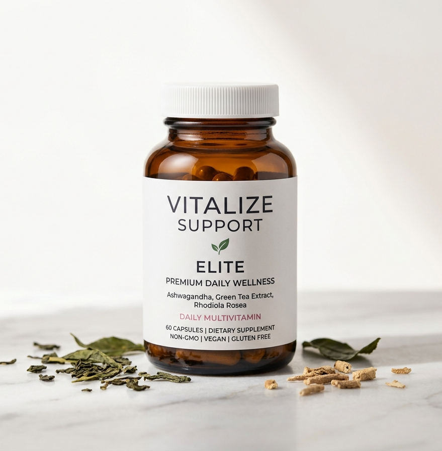 VitalizeSupport Elite – frasco do suplemento vitamínico premium